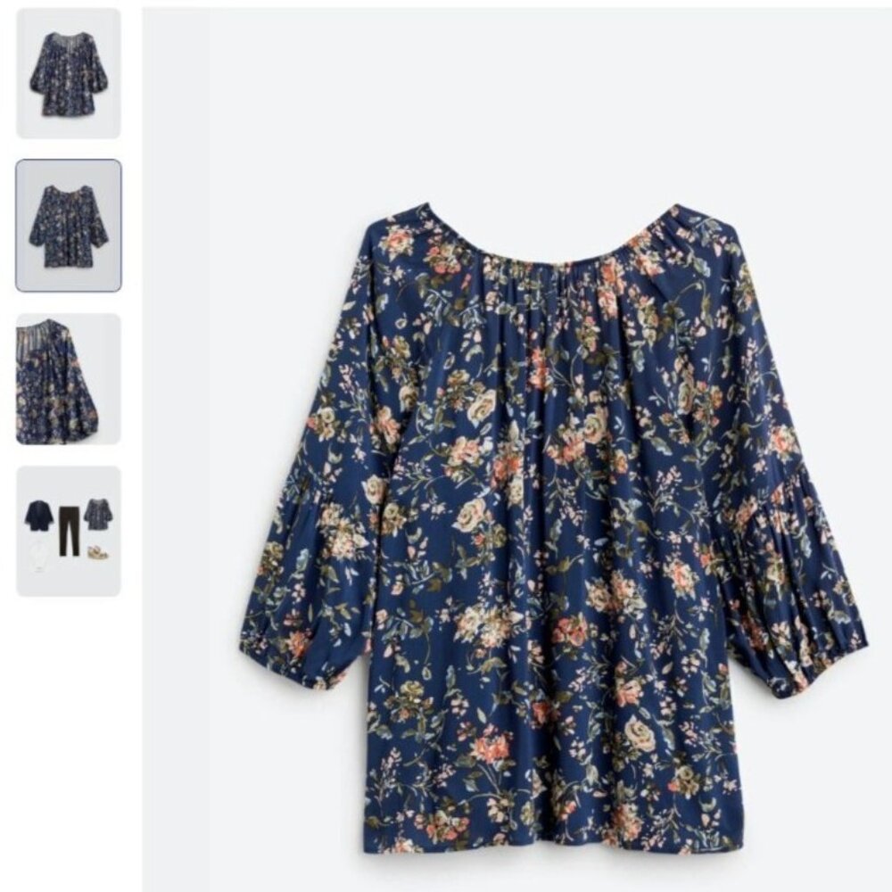 Miles Tie Detail Navy Floral Top 2X By BRIA & EM; EUC